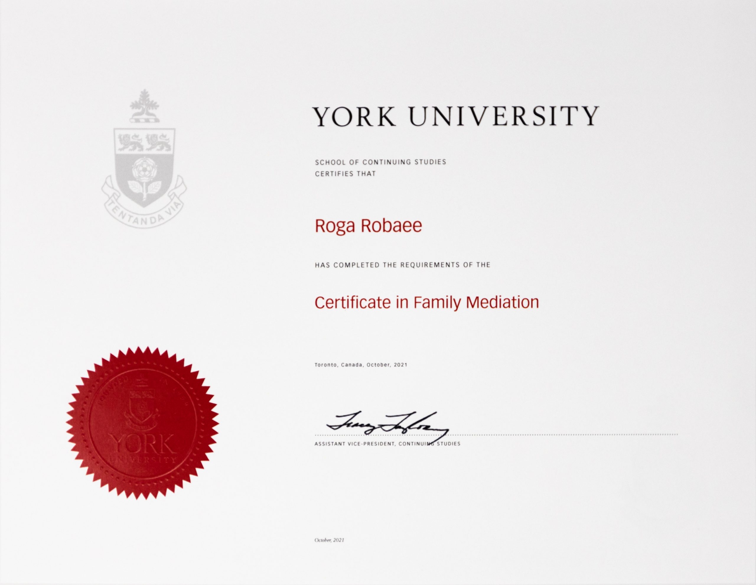 Family Mediation Certificate, York University